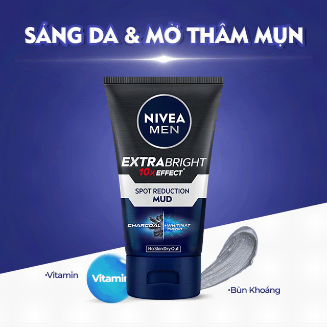 Sữa Rửa Mặt NIVEA MEN Bùn Khoáng Sáng Da | Mờ Thâm Mụn (100 g) - 81775