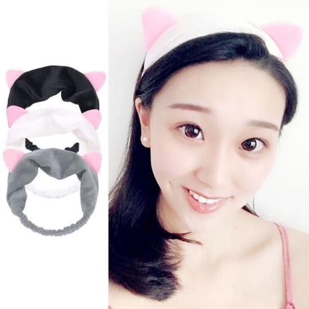 Băng Đô Tai Mèo Đeo Khi Tắm Và Rửa Mặt Dễ Thương Cho Nữ