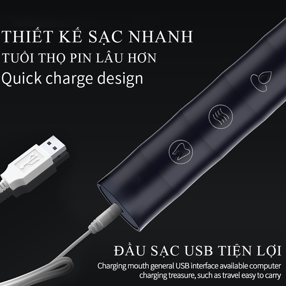 Bàn chải điện sạc USB Bàn chải đánh răng điện tự động 6 chế độ cao cấp chống nươc