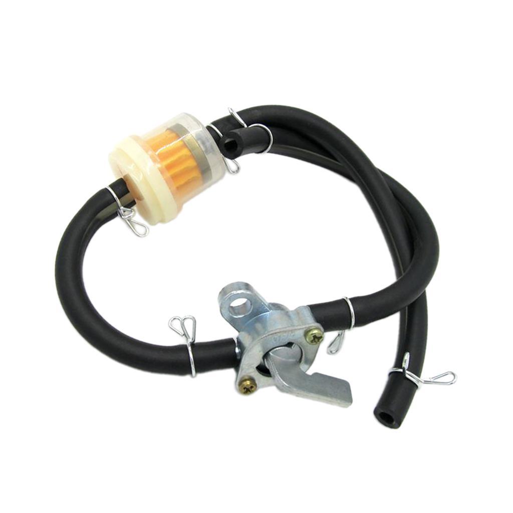 Motorcycle Gas Fuel Tap Petcock + Fuel Petrol Pipe Hose Line 2x