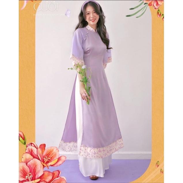 Áo dài voan phối tà và tay siêu sang
