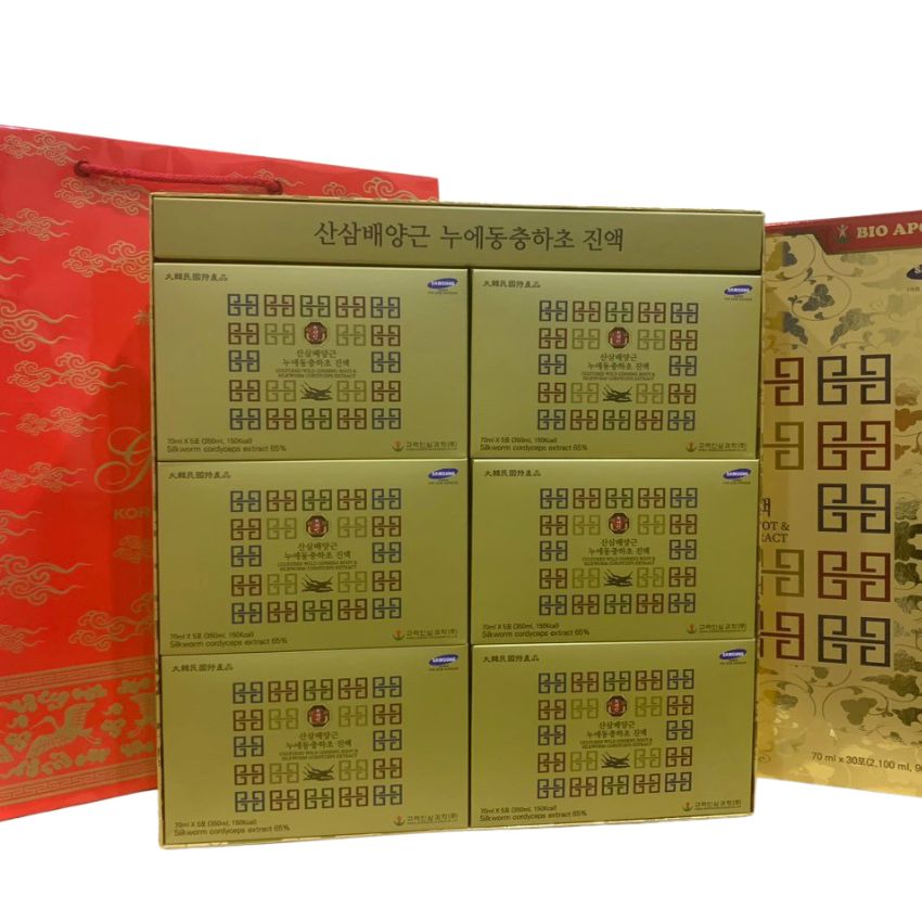 Nước Đông Trùng Hạ Thảo Sâm Núi Hàn Quốc Hộp 30 gói - Bio Apgold - Giúp Tăng cường Miễn dịch, Giúp Khỏe mạnh đường hô hâp