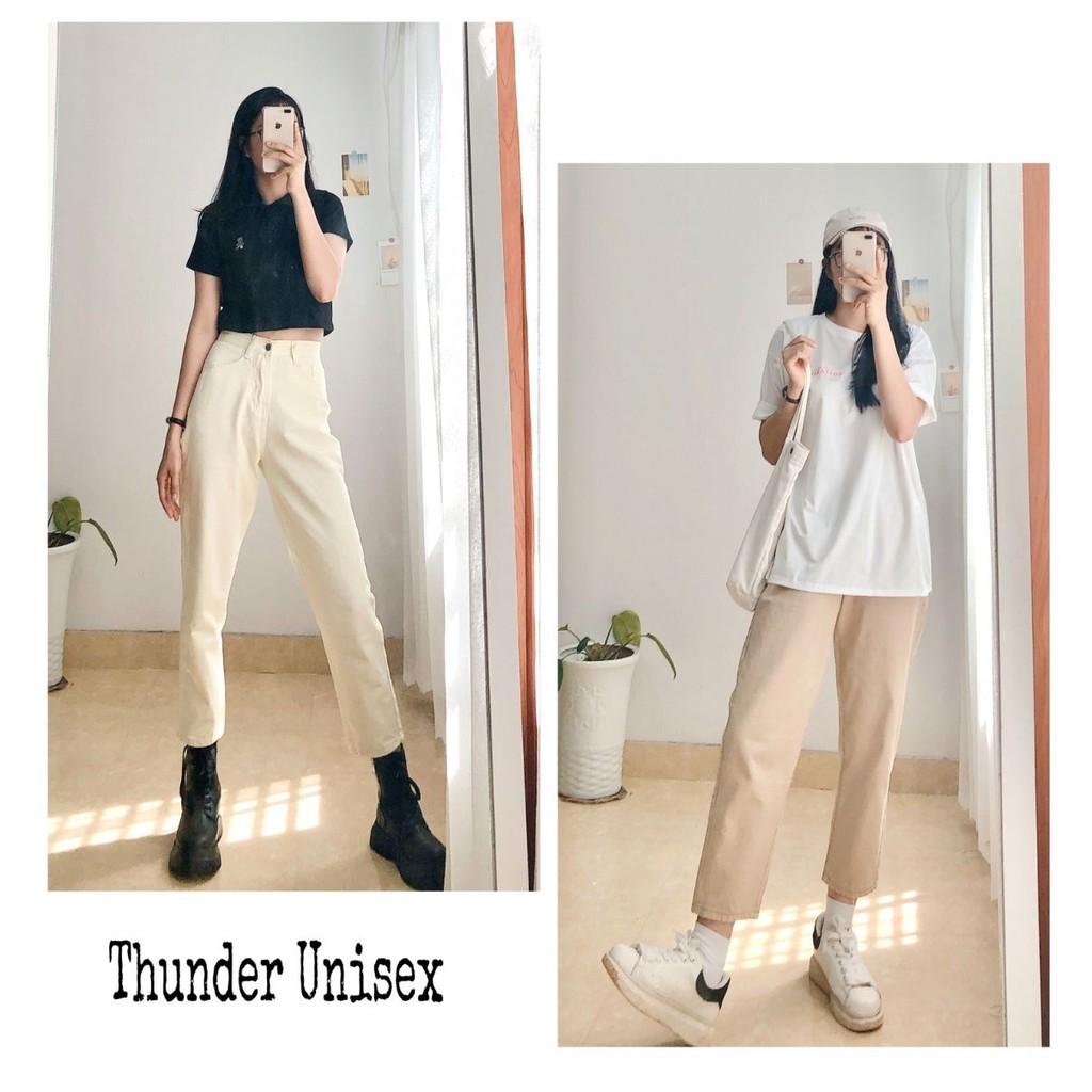 Quần Jean Nữ Dáng Baggy Ống Suông Basic ThunderUnisex Chất Vải Dày Dặn Mềm Mại Phong Cách Ulzzang Fullsize 3 màu