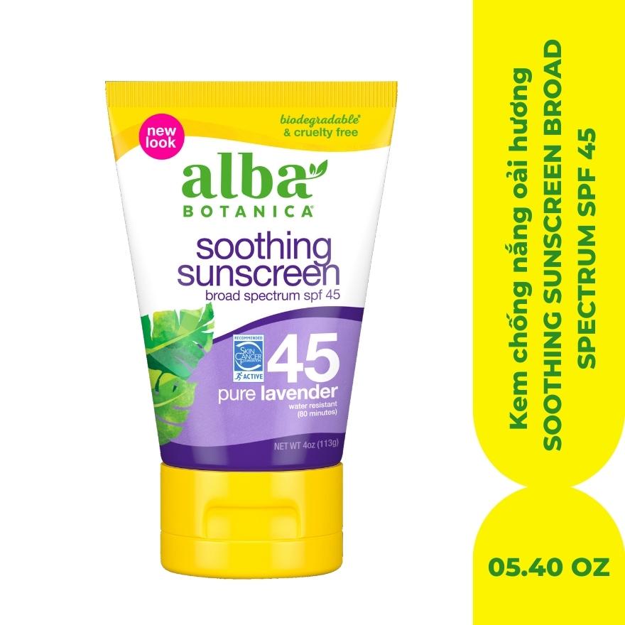 Kem chống nắng oải hương tinh khiết ALBA BOTANICA SOOTHING SUNSCREEN BROAD SPECTRUM SPF 45 PURE LAVENDER