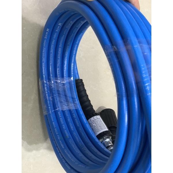 Dây xịt rửa xe HIỆU HTC LOẠI 10M,HTC6512-10W2 từ nhựa PVC-PU áp lực cao 450 bar,ĐK 6.5*12mm, đầu nối ren 1.5x22mm