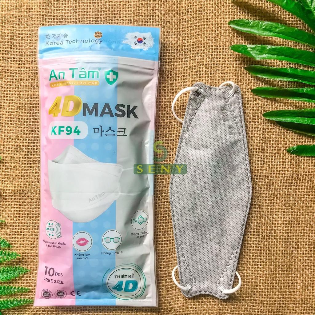 Combo 5 túi khẩu trang kf94d 4d mask Hàn Quốc 4 lớp kháng khuẩn ngăn bụi mịn thông thoáng An Tâm túi gồm10 cái_x5AT4DO