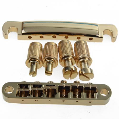 Gold Bridge Tailpiece + Sealed Humbucker Pickup Set for Les Paul Guitar
