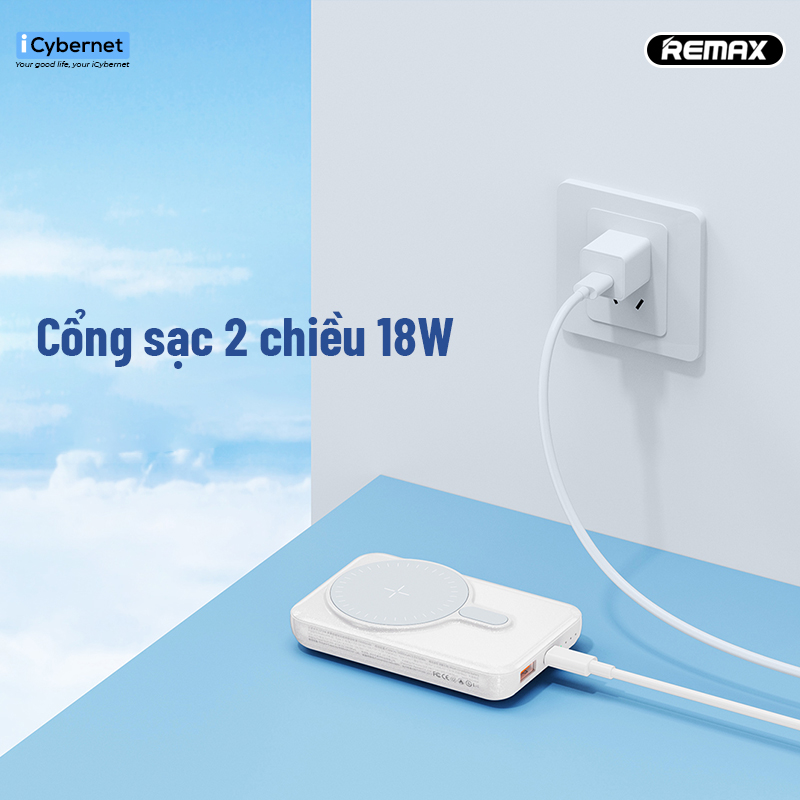 Sạc dự phòng không dây từ tính Remax RPP-85 kèm giá đỡ dung lượng 10000mAh - Hàng chính hãng