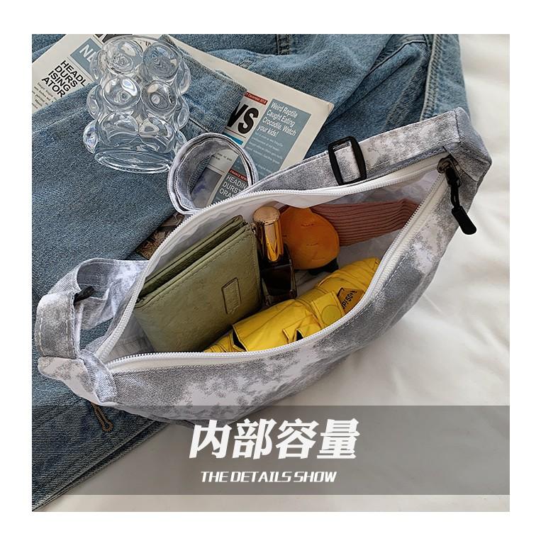 Tie-Dyed Messenger Bag Women's Street Canvas Bag Simple All-Match Dumpling Bag Japanese Style Small Shoulder Bag