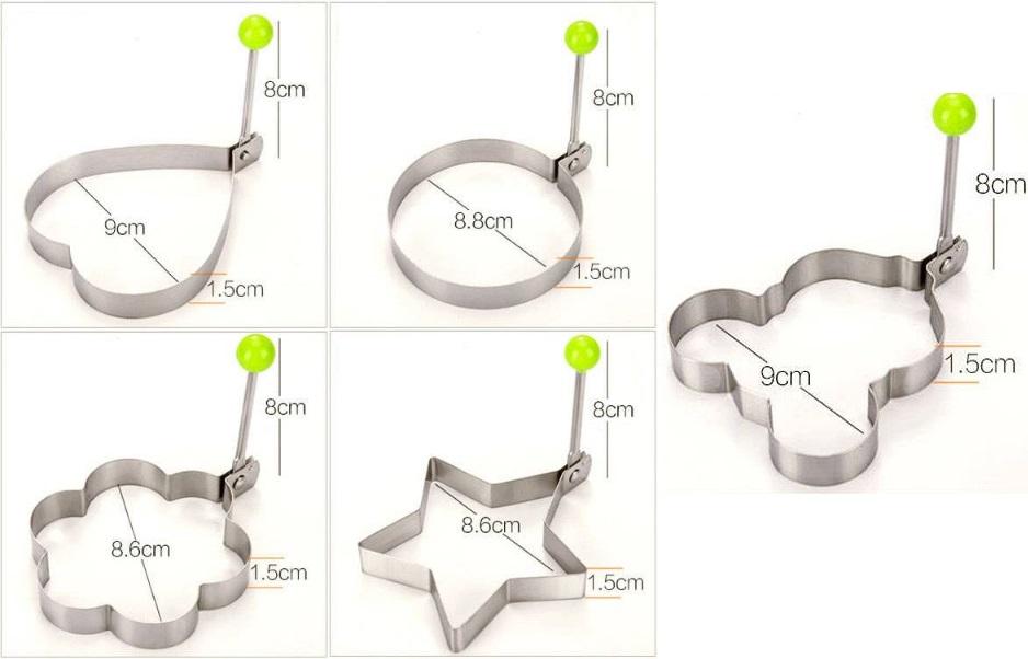 Bộ 5 Khuôn Inox Tạo Hình Chiên Rán Trứng - Loại Tốt