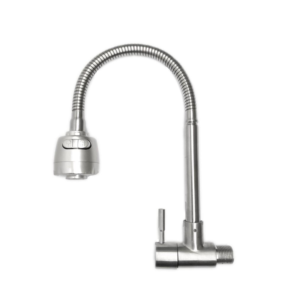 Vòi rửa chén bát đơn lạnh cắm tường inox 304 xoay 360 độ (vòi bếp, vòi rửa bát )