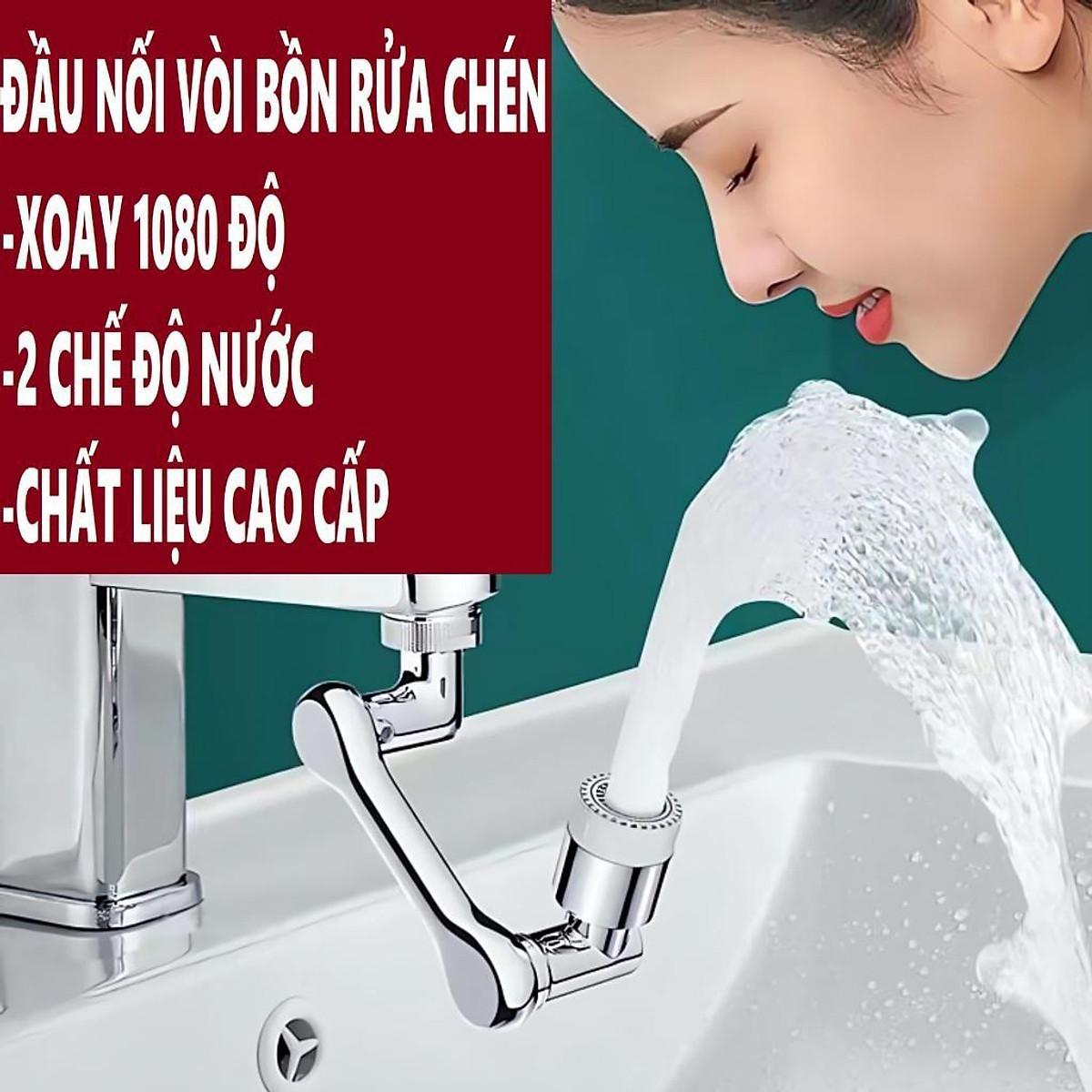 Đầu Nối Vòi Nước Xoay 1080 độ Thông Minh 3 Khúc, Lắp Vào Vòi Nước Chậu Rửa Chén Bát Lavabo 2 Chế Độ Nước Chảy Tiện Lợi