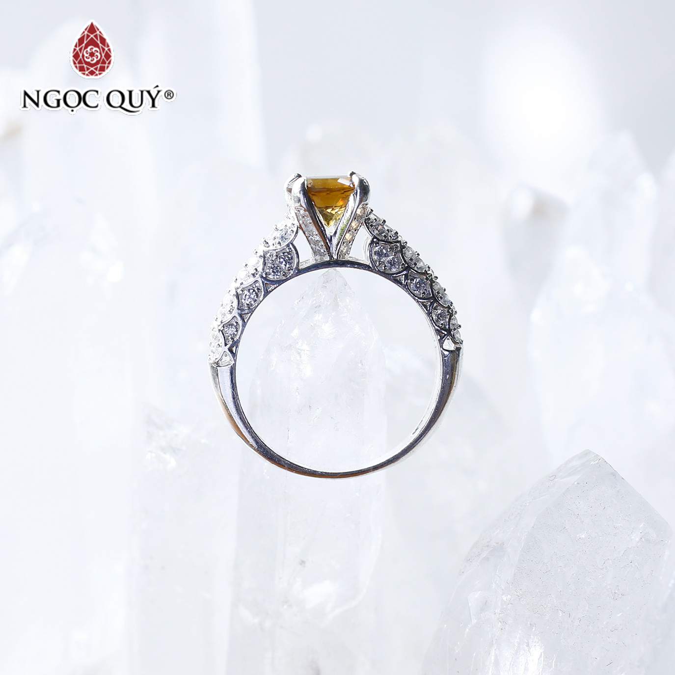 Nhẫn bạc nữ đá Citrine mệnh thổ, kim - Ngọc Quý Gemstones