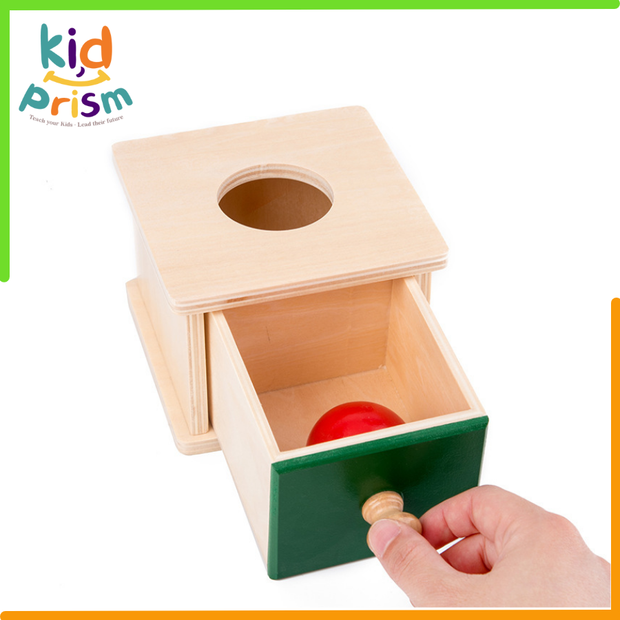 Hộp thả bóng ngăn kéo ngắn bằng gỗ phát triển vận động tinh dành cho bé từ 6-9 tháng