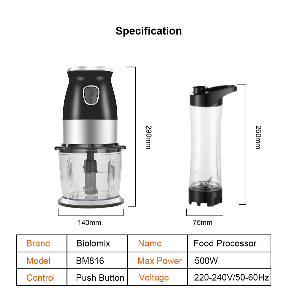 Máy Xay Đa Năng Thực Phẩm Mishio MK258 1.8 Lít – Kèm 2 Cối Xay - Hàng chính hãng