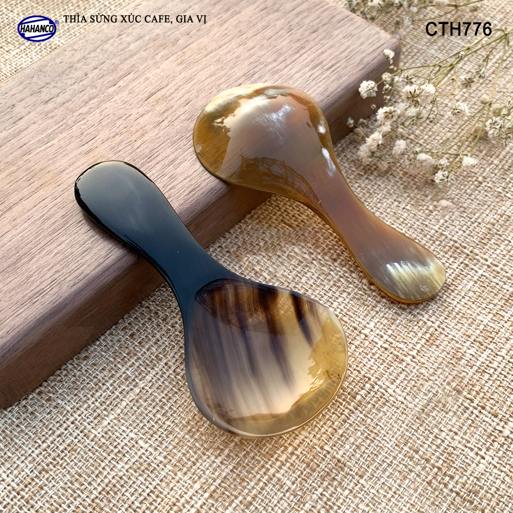 Thìa Xúc Gia Vị Đồ Khô Bằng Sừng HAHANCO Size Nhỏ 9cm_01 Chiếc