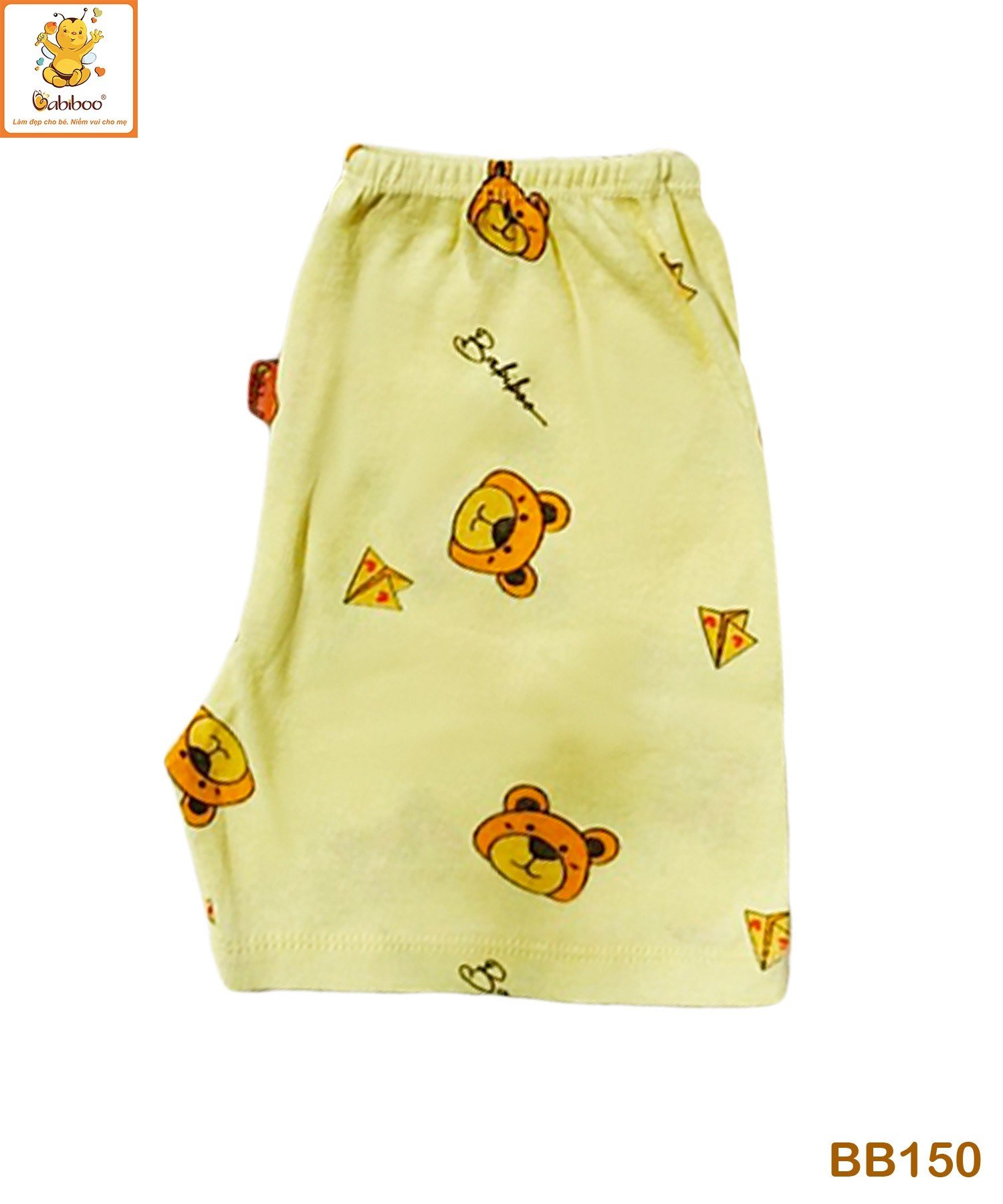Quần đùi bé trai Babiboo vải cotton co dãn, họa tiết đáng yêu BB150