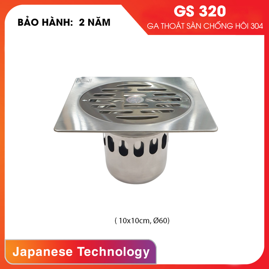 Ga thoát sàn chống hôi Inox _ Phi (Φ) 60 GS320