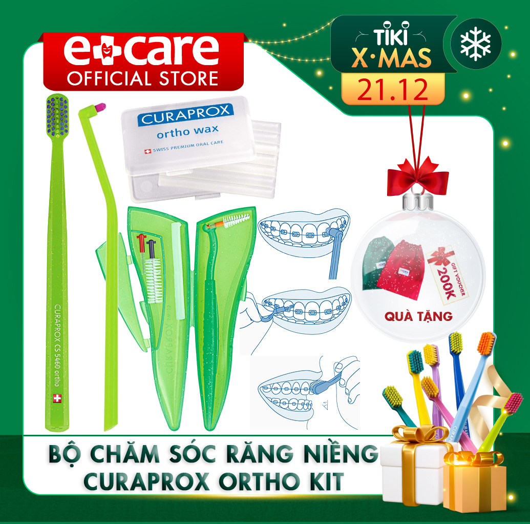 Bộ chăm sóc răng niềng Curaprox Ortho Kit (Màu sắc bàn chải bất kỳ)