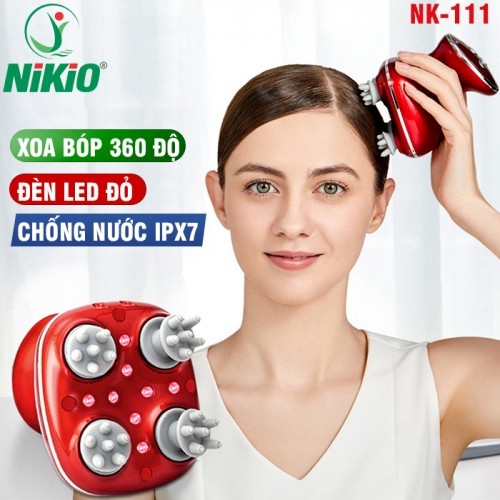 Máy Massage Đầu Kết Hợp Tia Hồng Ngoại, Chống Nước Nikio NK-111 - Rung Và Xoa Bóp Giúp Giảm Đau Nhức Đầu