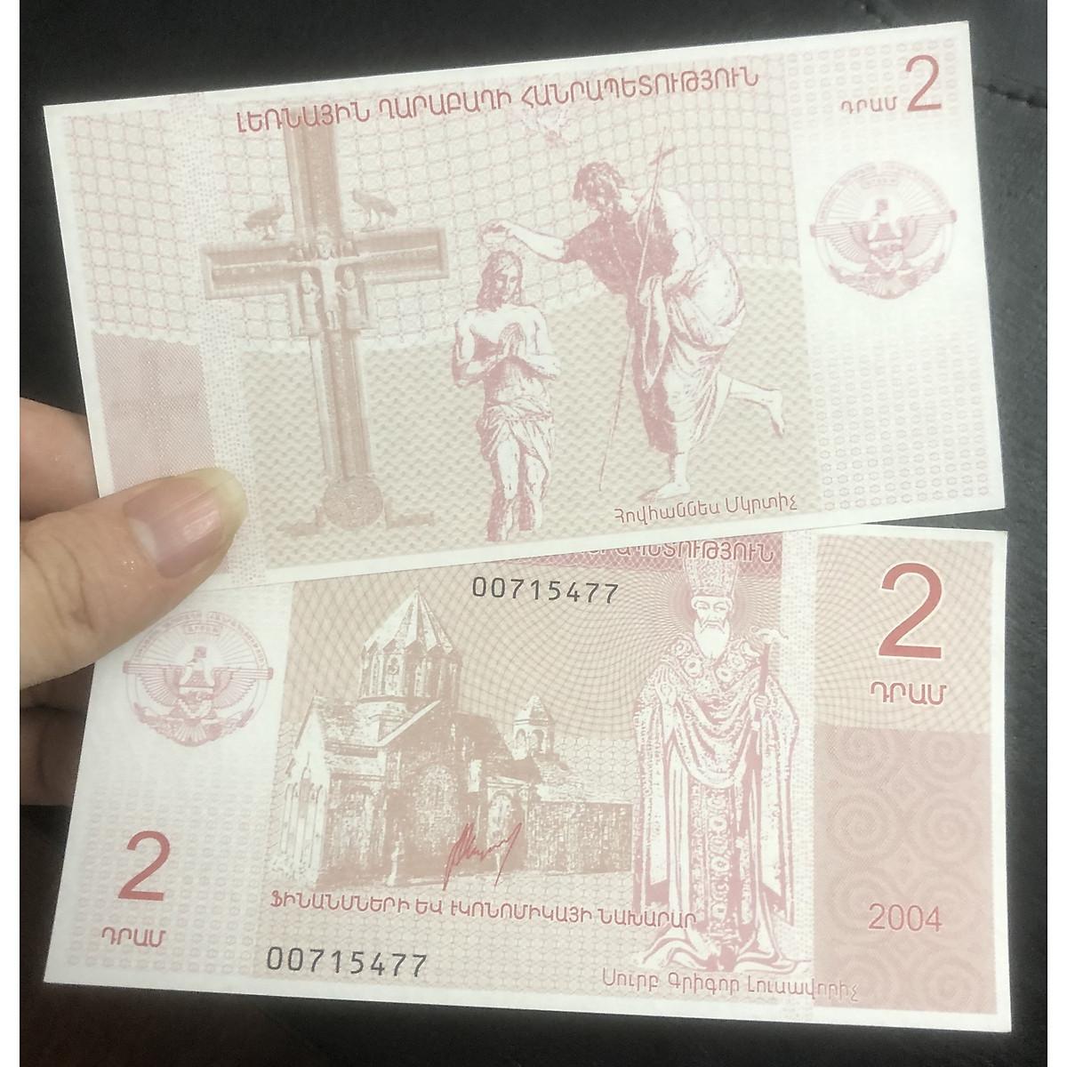 Tiền công giáo hình Thiên Chúa Artsakh 2 dram, có phơi bảo quản sang trọng đi kèm