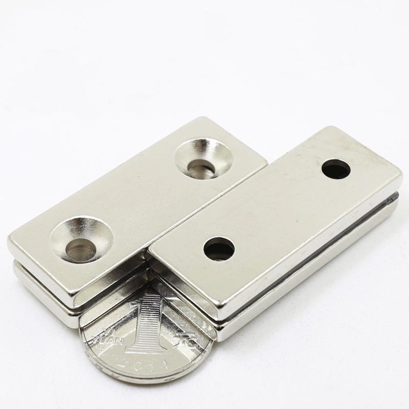 Nam châm có 2 lỗ bắt vít 60x10x5mm, nam châm siêu từ tính lực hút mạnh