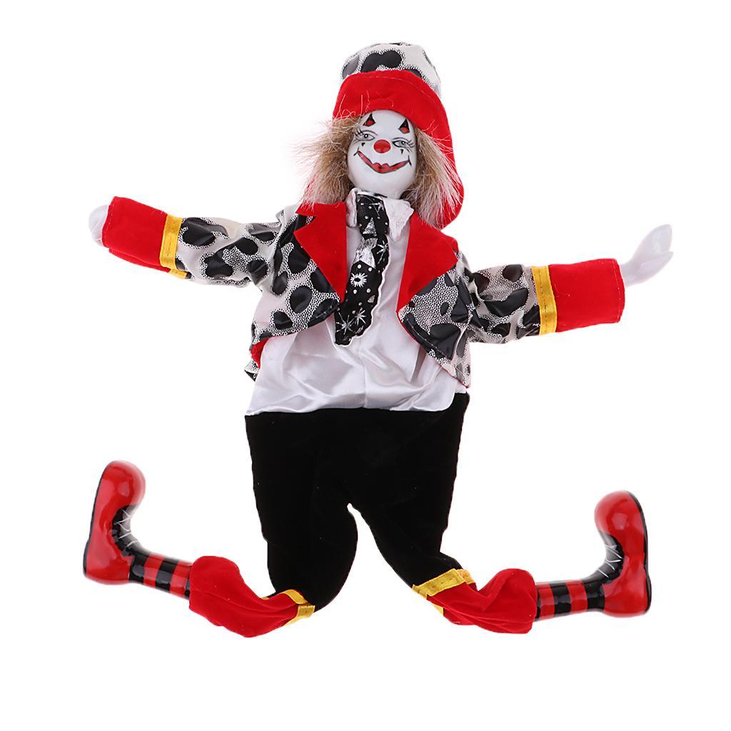 3 Set 15 inch Adorable Porcelain Hanging Foot Clown Doll Harlequin Doll Circus Props Festival Gift Home Office Ornaments