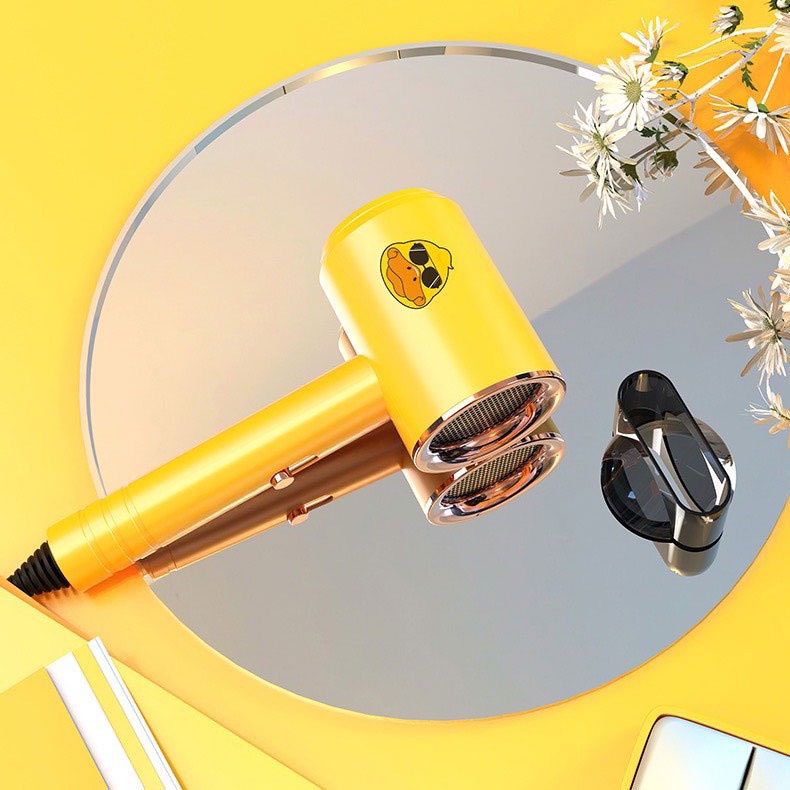 Máy sấy tóc mini du lịch hình con vịt vàng siêu dễ thương kèm đầu sấy