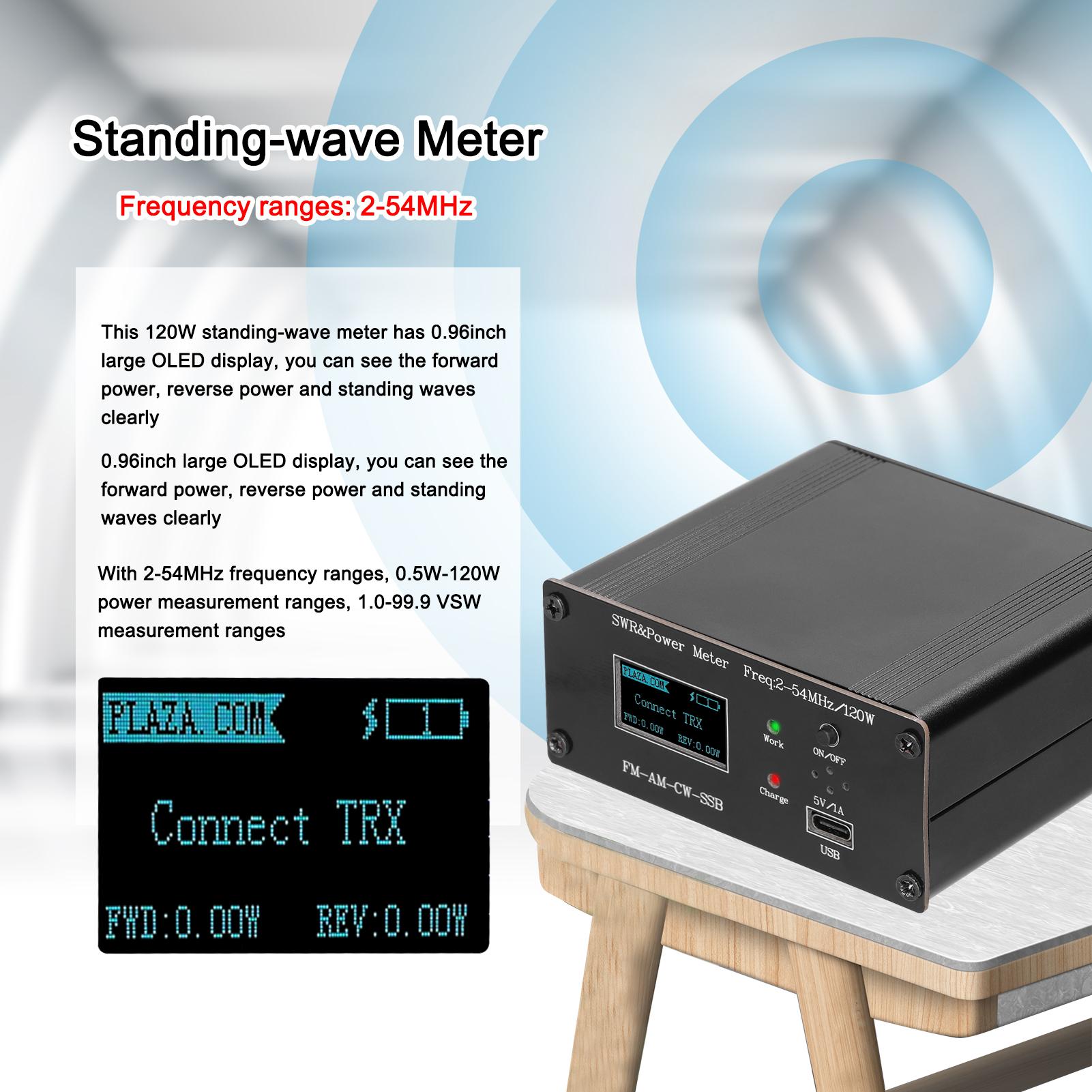 120W OLED Digital Display Power Standing-wave Meter HF Short Waves Power Meter Standing Waves Meter SWR Meter
