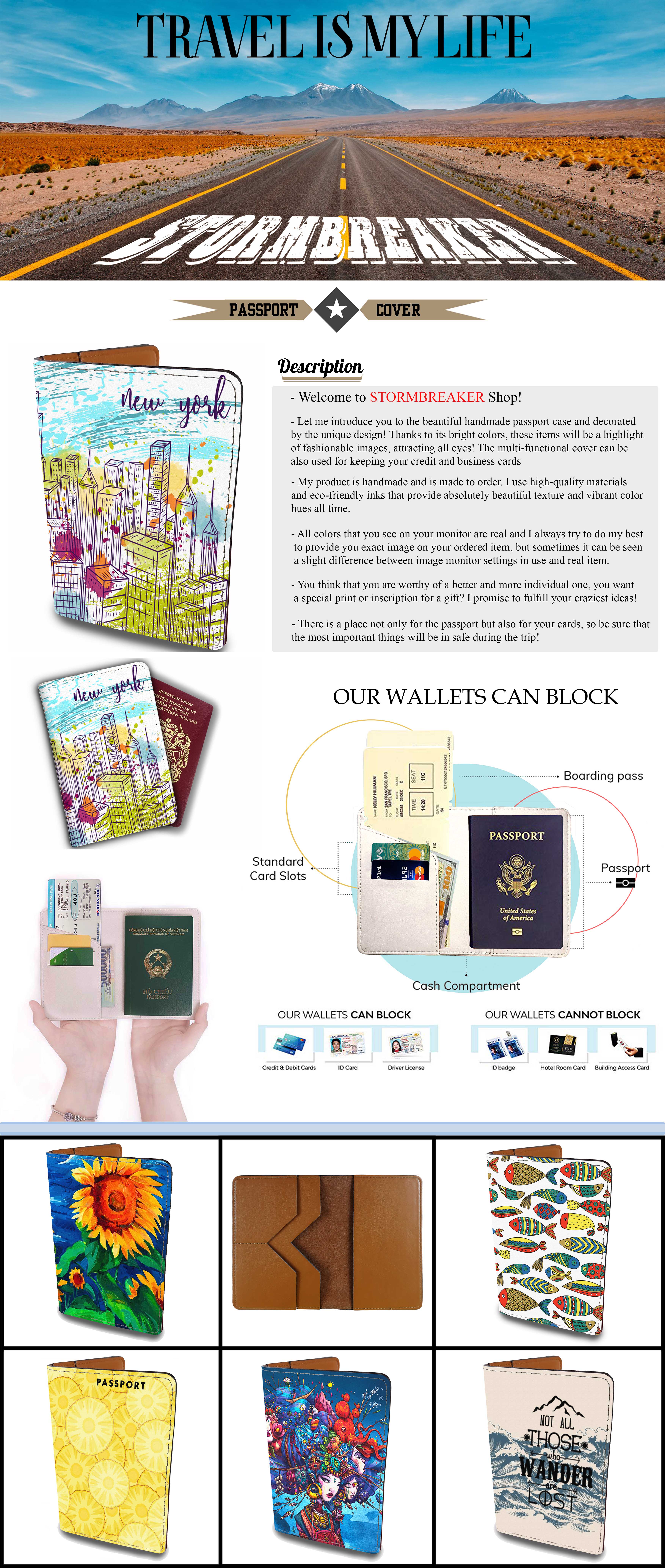 Ví Passport Du Lịch NEW YORK - Bao Da Hộ Chiếu Và Thẻ Phụ Kiện Thời Trang - Thiết Kế Tiện Lợi - Độc Đáo - Passport Cover Holder - PPT168