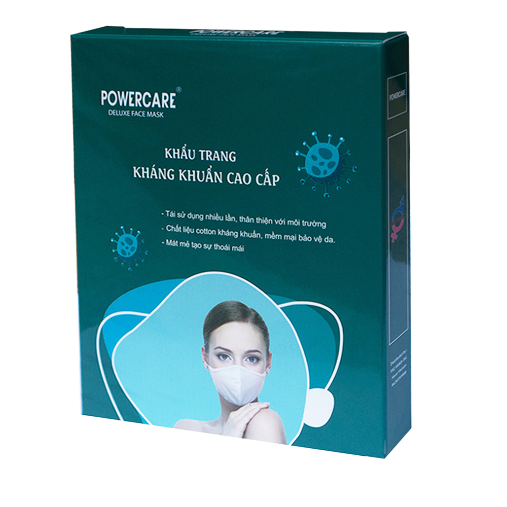 Khẩu trang vải Kháng Khuẩn Powercare Hộp 3 Chiếc - Tiêu chuẩn xuất Nhật - Hàng chính hãng 100%