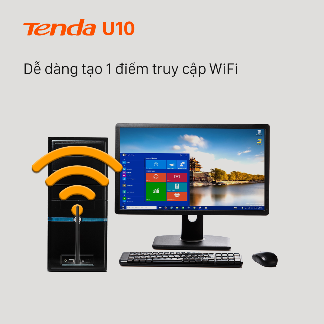 Tenda USB kết nối Wifi U10 chuẩn AC tốc độ 650Mbps - Hãng phân phối chính thức