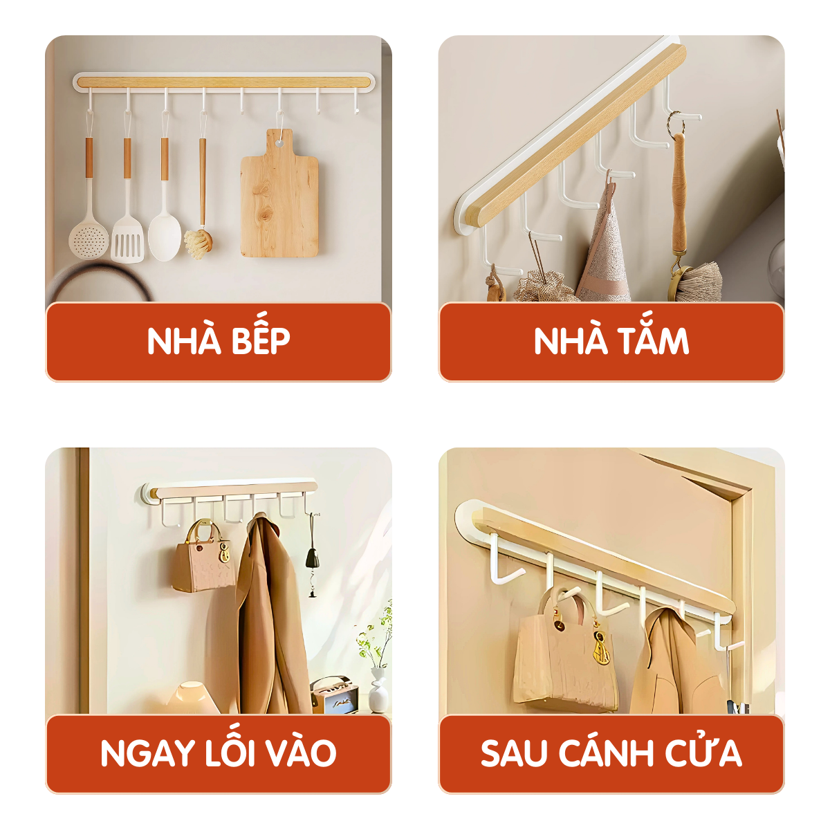 Móc treo nhà bếp Dola Home tối giản, phong cách Japandi, không cần khoan tường treo đồ nhà bếp,tiết kiệm không gian