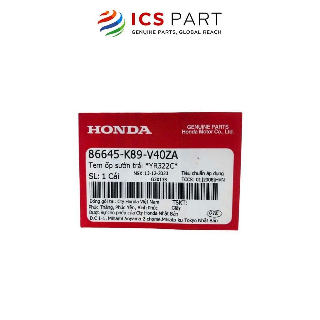 Tem Ốp Sườn Trái (Bên Trái) HONDA Wave 110 2018 Cam Yr322C (86645K89V40ZA)
