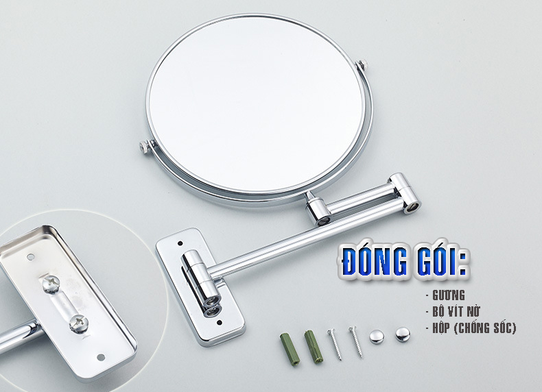 Gương trang điểm để bàn, LED, treo tường, Crom, phóng đại zoom x3, 2 mặt xoay siêu nét nhiều mẫu Minh House