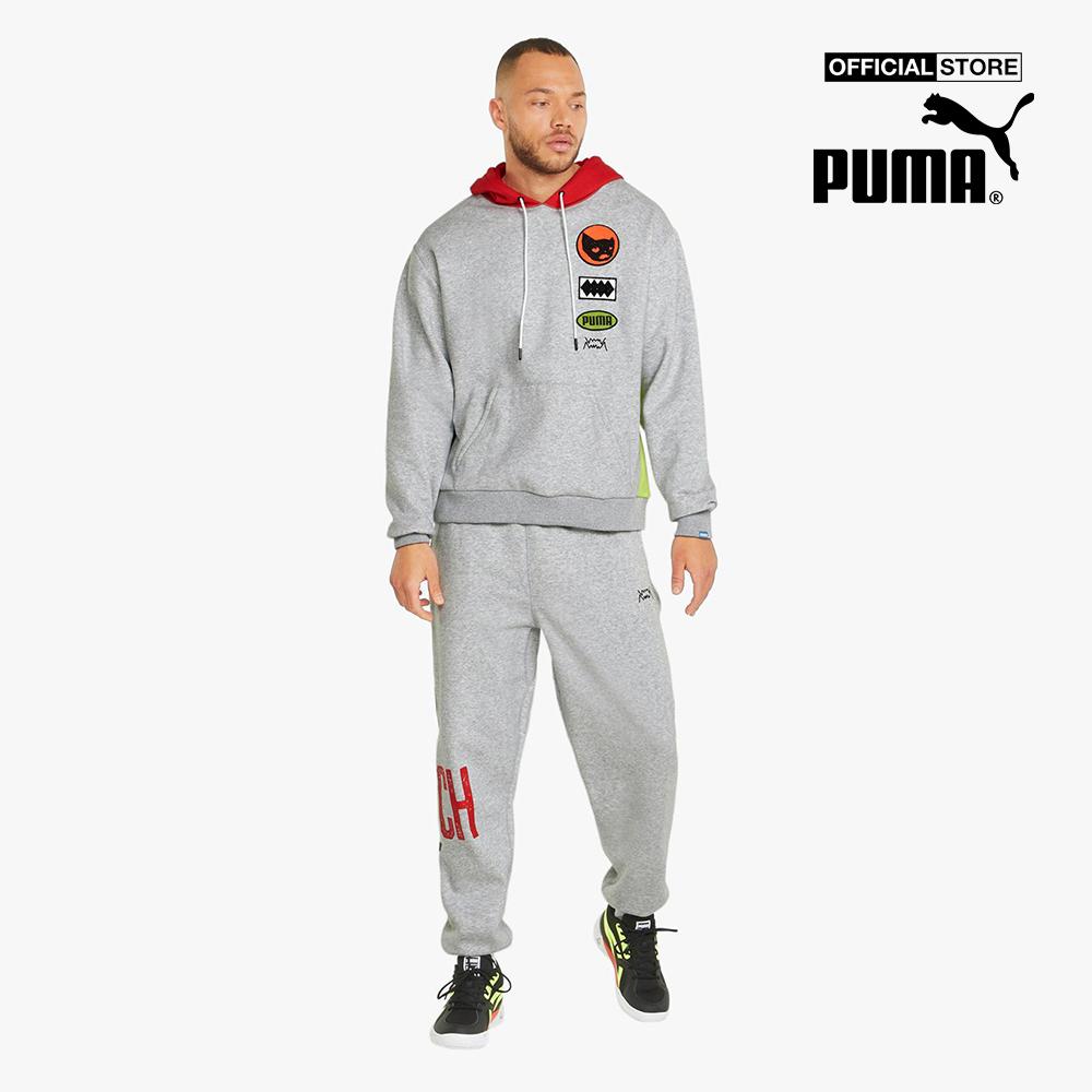 PUMA - Áo hoodie nam phối mũ trùm Playbook Basketball Pullover 534188