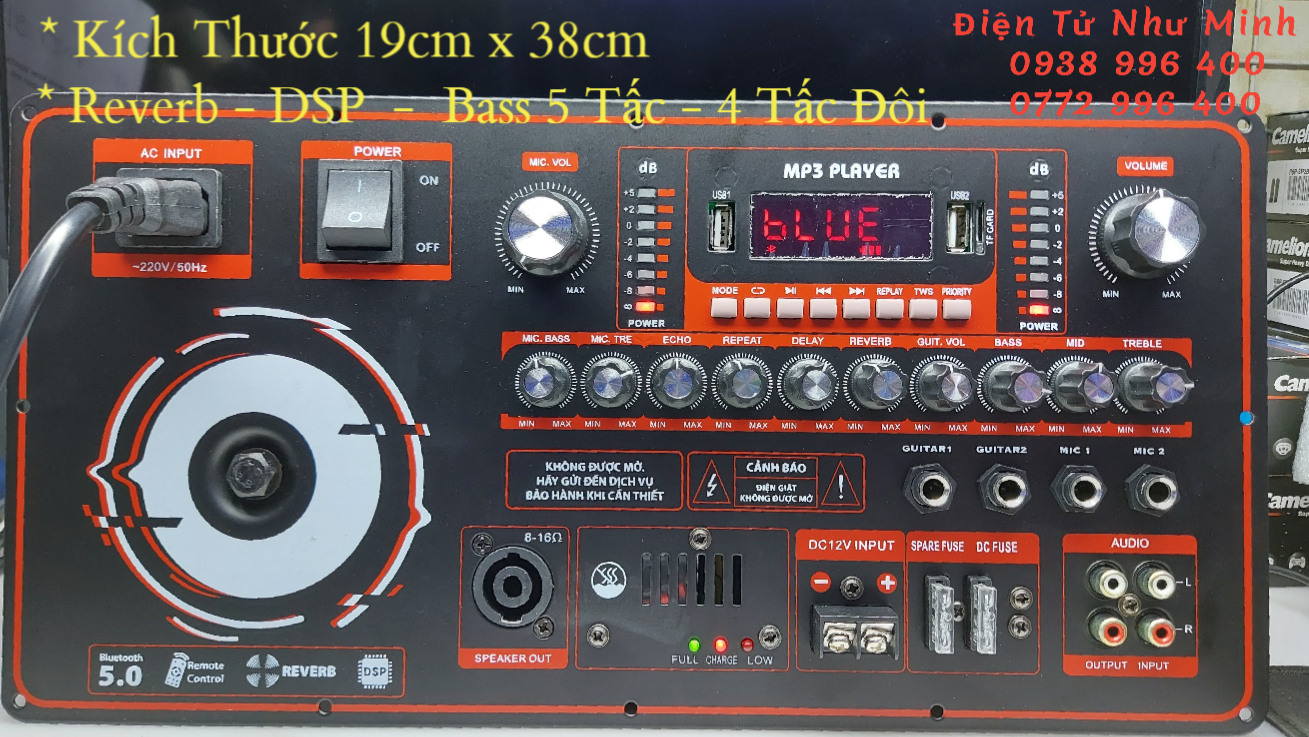 Mạch Loa kéo thế hệ mới 2022 DSP He200 Kích Thước 19cmx38cm - dùng cho thùng bass đôi / đơn 4 tấc