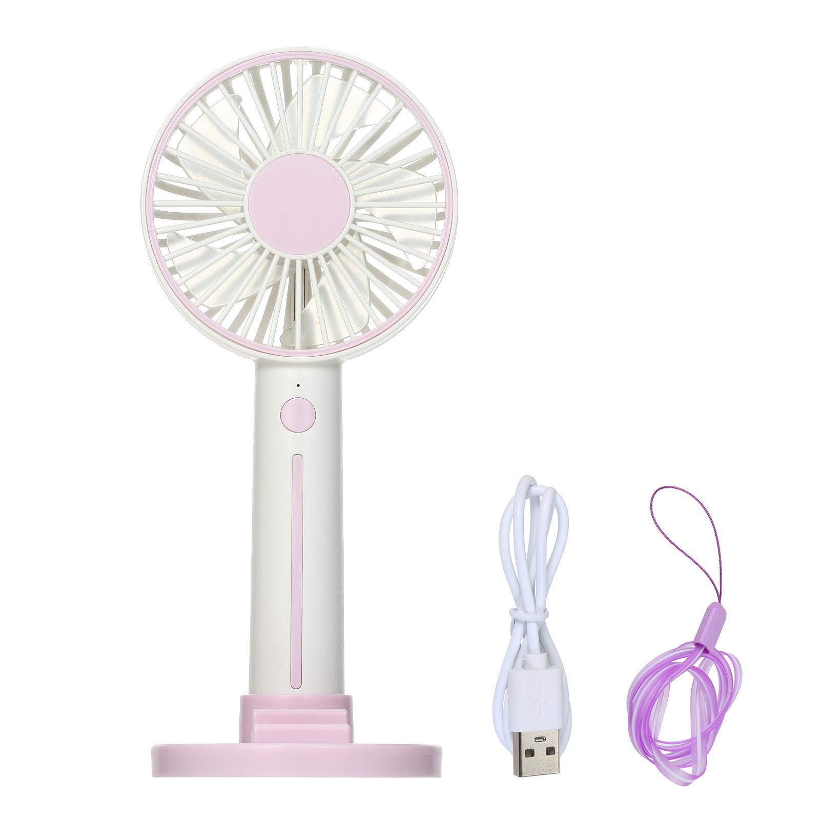 Quạt cầm tay mini 3 chế độ gió, sạc USB, có giá đỡ gương, bút để trên bàn