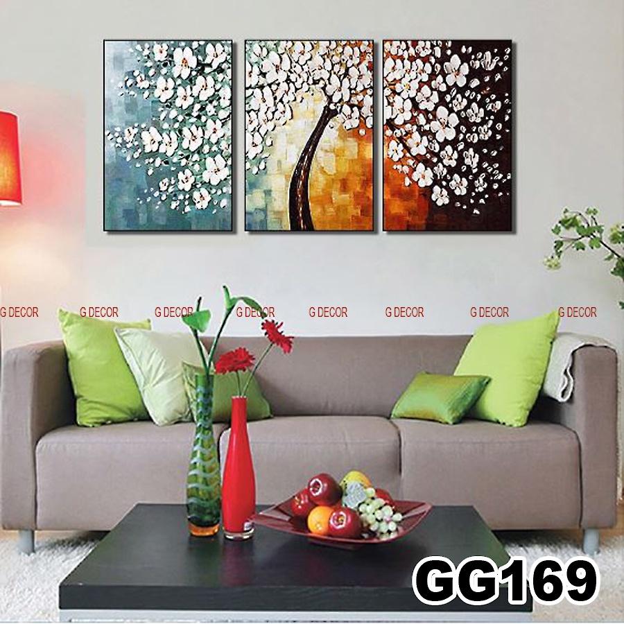 Tranh treo tường canvas 3 bức phong cách hiện đại Bắc Âu 162, tranh hươu tài lộc trang trí phòng khách, phòng ngủ, spa