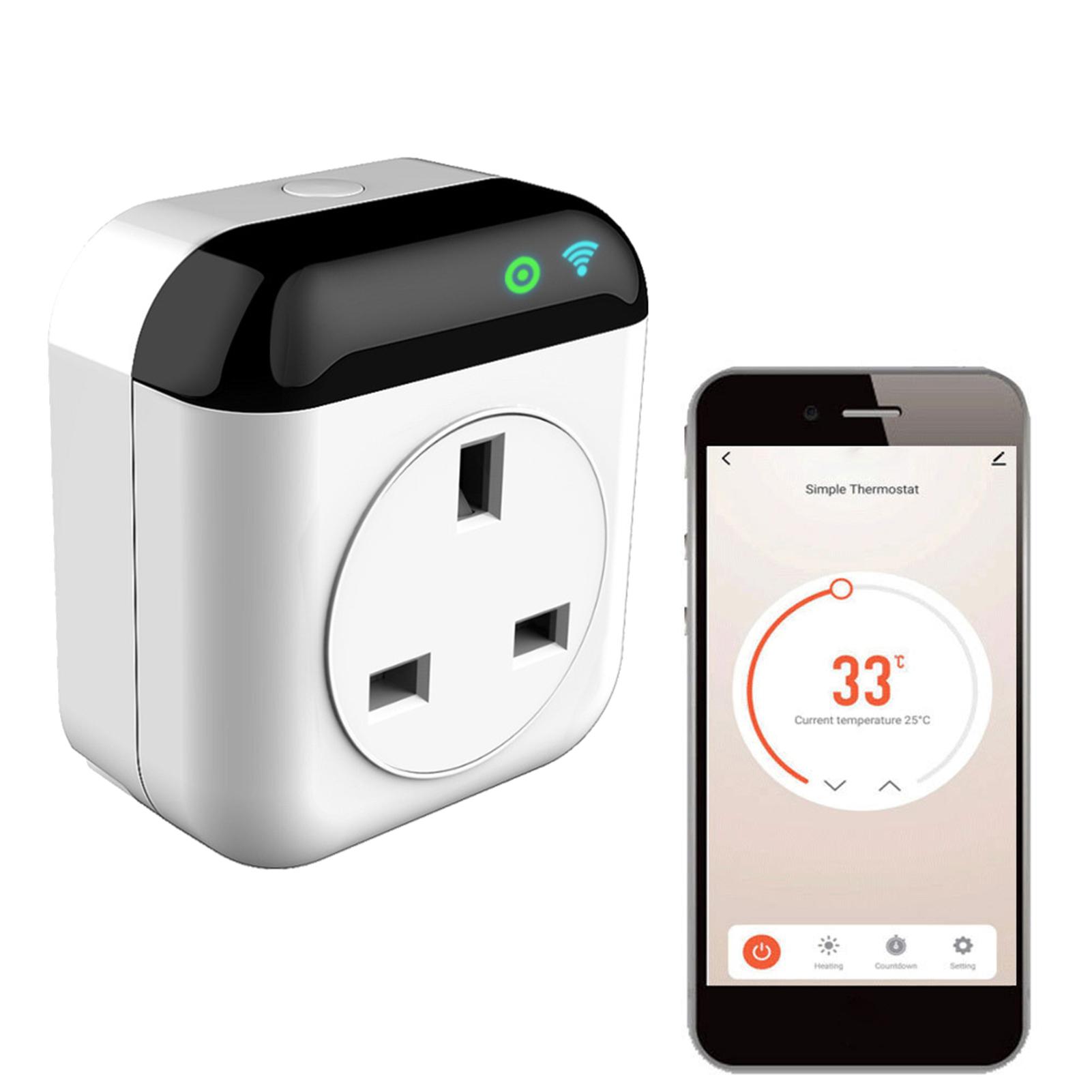 Programmable Smart Wifi Thermostat Plug Outlet Mini Temperature Controller 10A Plug-in Socket APP Control Voice Control Schedule Timer Electric Switch for Heating Cooling Appliances