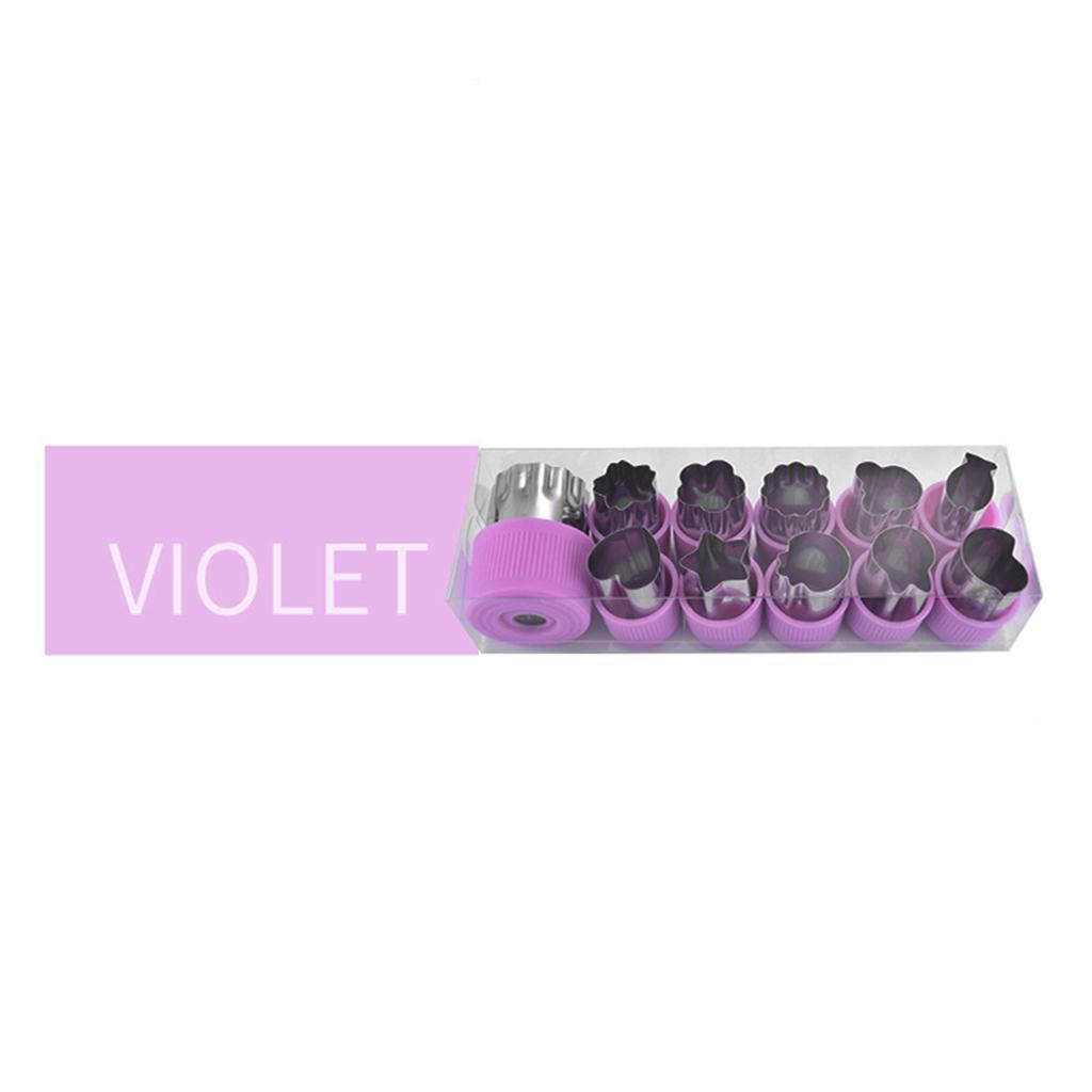 12 Pieces Biscuits Cutters Vegetable Cutter Shapes Set Baking Purple