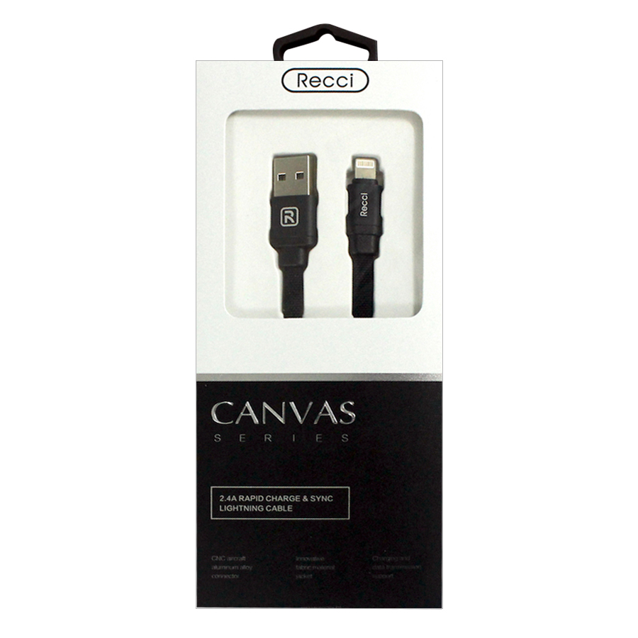 Cáp Lightning USB Recci Canvas - Hàng Chính Hãng