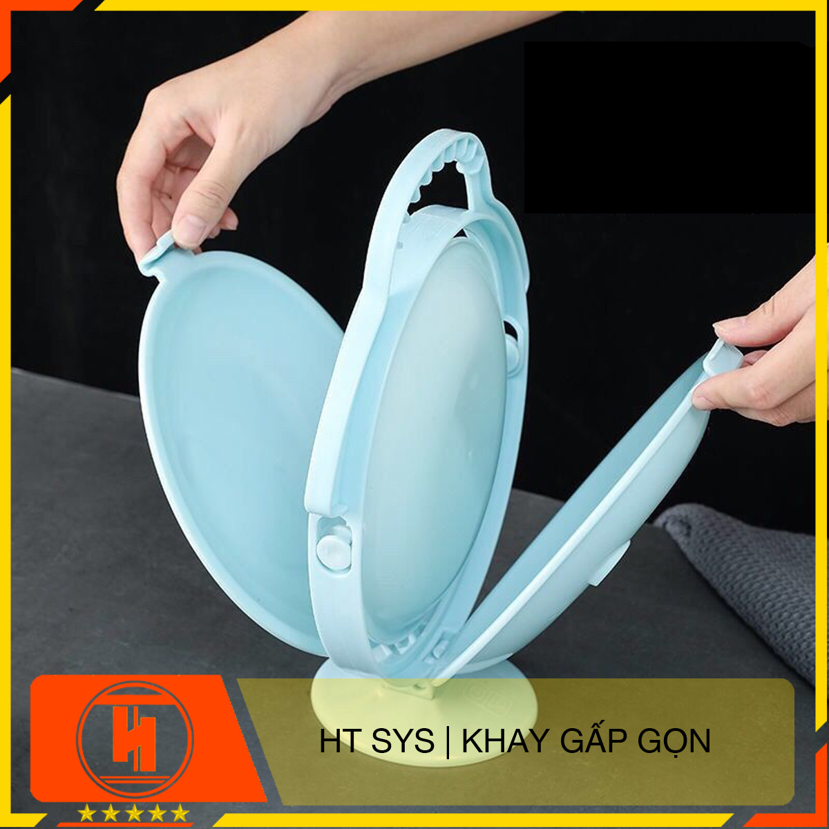 Khay đĩa mứt gấp gọn để bàn HT SYS - Tích hợp 3 đĩa đựng hoa quả, bánh kẹo, mứt tết - Chất liệu nhựa ABS cao cấp - Giao màu ngẫu nhiên