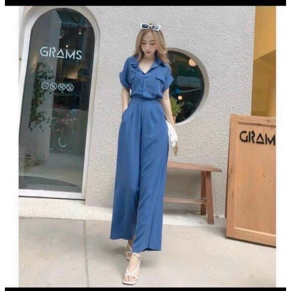 SÉT ĐŨI QUẦN DÀI ỐNG RỘNG PHỐI ÁO SƠ MI NẮP TÚI TÔN DÁNG SIÊU XINH CHO CÁC CHỊ EM VLTN SHOP