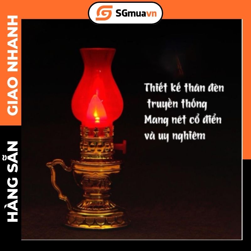 1 Cặp 2 Đèn thờ dùng pin đế vàng trang trí bàn thờ gia tiên