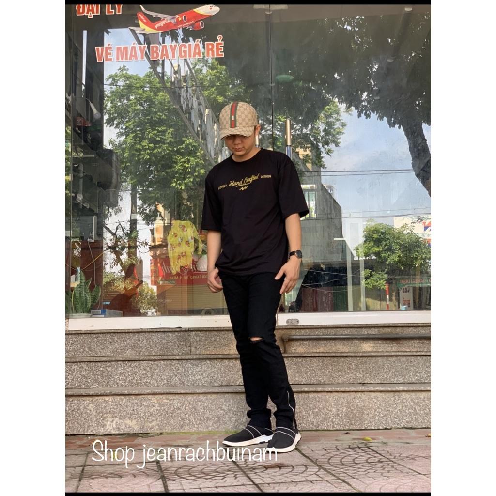 Quần jean nam khoá ống chân dáng slim fit ống côn, quần skinny nam zipper