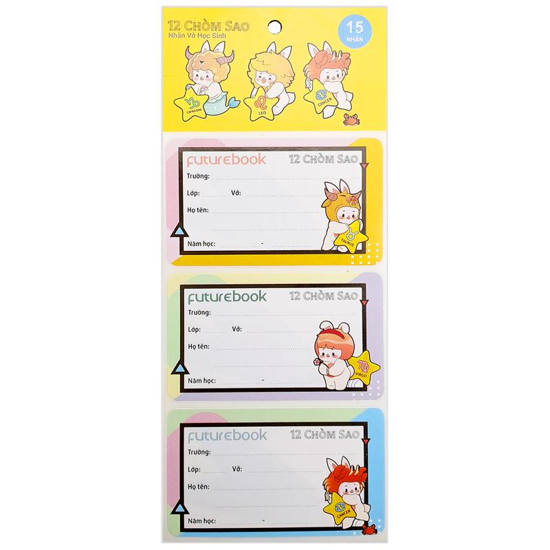 Nhãn Vở Học Sinh 12 Chòm Sao - futurebook N136 (15 Nhãn)