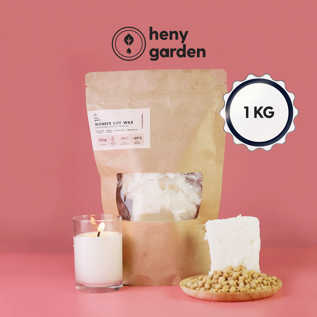 Sáp Đậu Nành Làm Nến 1KG (Soy Wax 1KG) Heny Garden – Nguyên Liệu Làm Nến Thơm Handmade, Tặng Kèm Mẫu Thử Tinh Dầu Với Mỗi Đơn Hàng