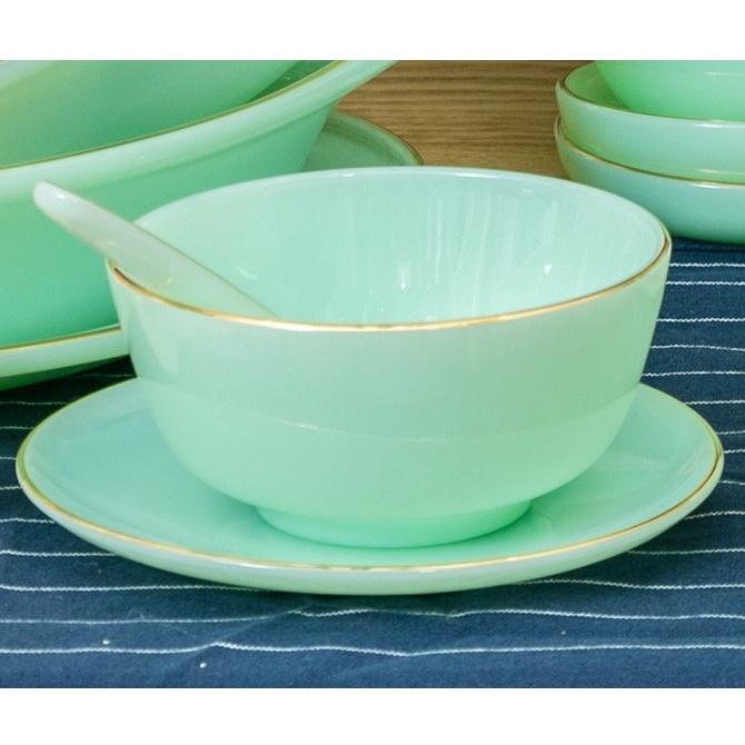 Bộ bát đĩa 48 sản phẩm thủy tinh ngọc Luxury USA Homeset màu xanh ngọc lục bảo