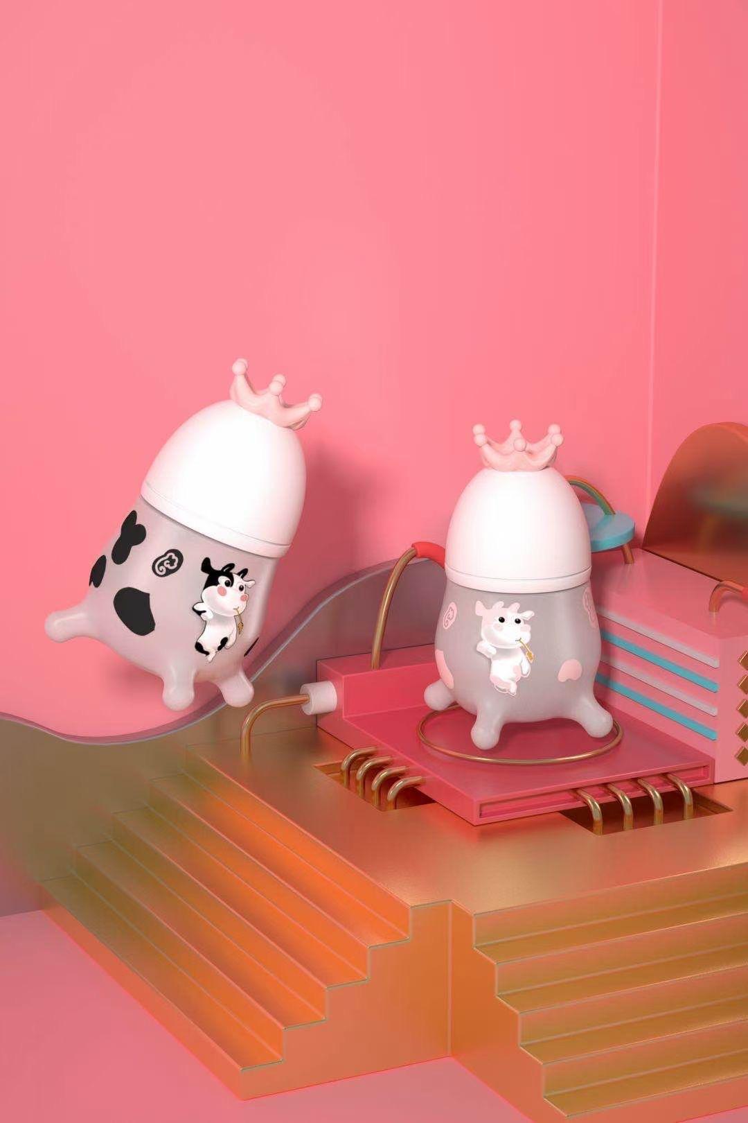 COZINESS Silicone Bình Sữa Rộng-Cấu Tạo Bé Chai Dễ Thương Bò Hoạt Hình Bé Sơ Sinh Bình Sữa Nước Ngoài Trời Cốc Bán Buôn